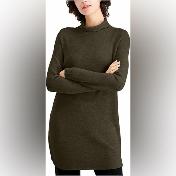 Eileen Fisher Luxe Merino Stretch Funnel Neck Tunic Merino...